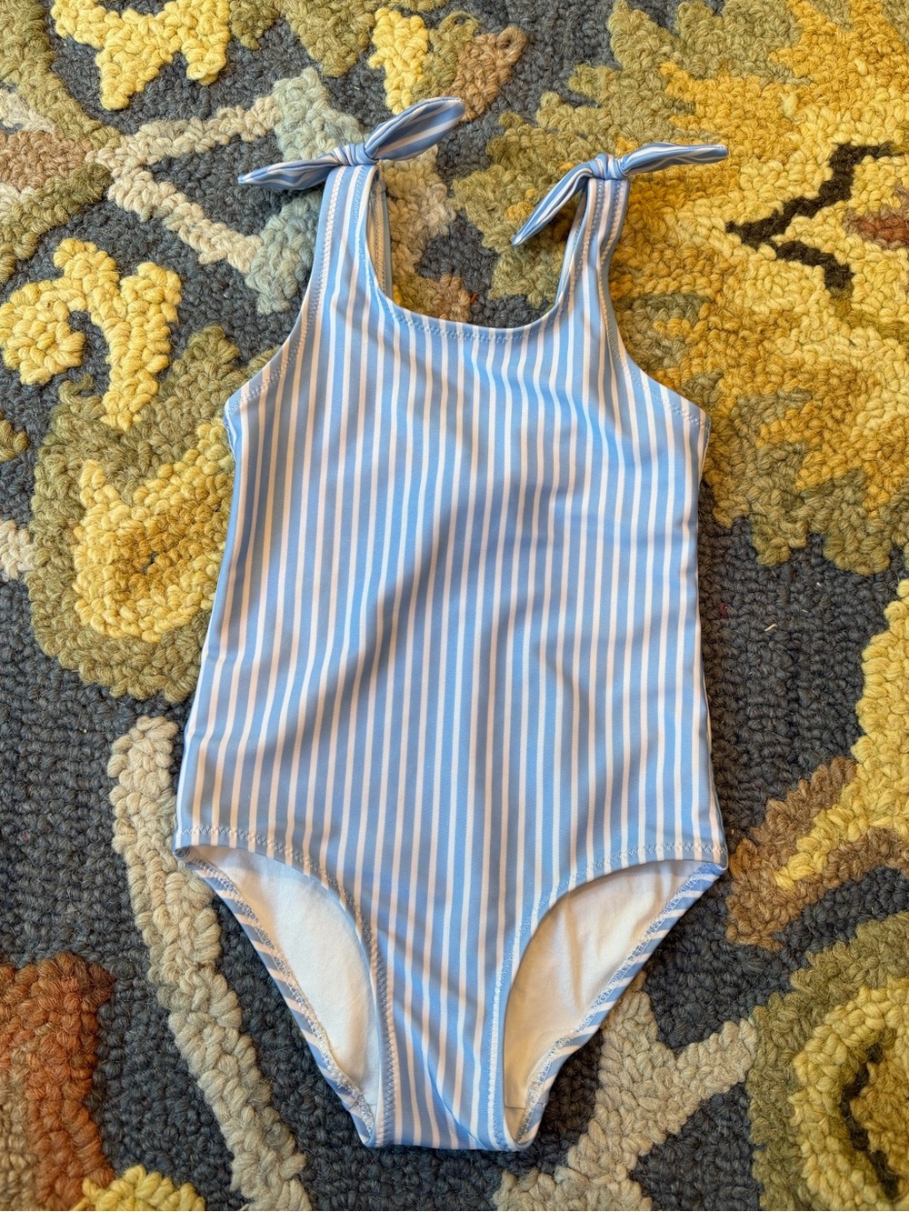 H&M Light Blue and White Striped Tie-Shoulder One-Piece Coastal Size 3T